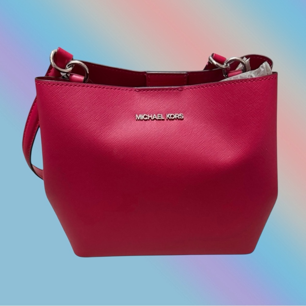 🦄 Michael Kors Pratt Medium Shoulder Bag in Dark Raspberry! - Picture 1 of 6
